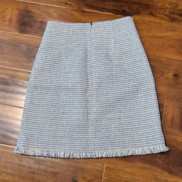 L.K. Bennett Josie Navy Tweed Skirt with Fringe detail - Picture 6 of 12